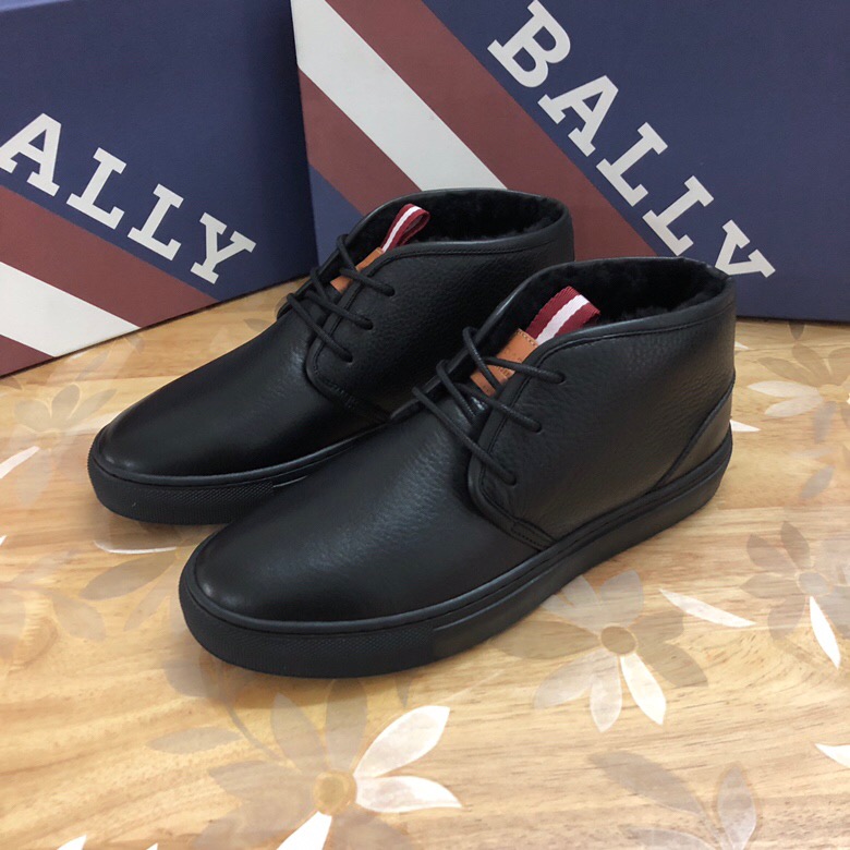 BALLY 발리 소가죽 호주산 양털 안감 하이탑 트레이너 블랙 스니커즈, HEDERN MEN'S CALF LEATHER HIGH-TOP TRAINER IN BLACK